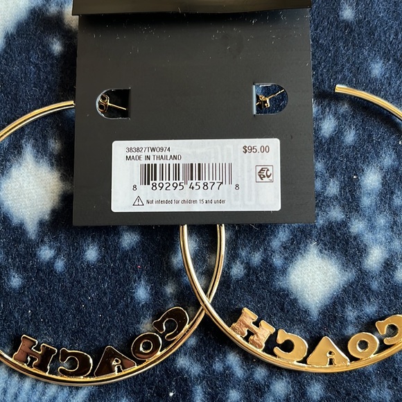 COACH Pave’ Crystal Large Gold Hoop Earring, NWT - Picture 4 of 7